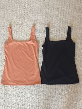 Nine West Square Neck Stretch Tank Tops | 2-Pack | Black & Copper| Women's Xs